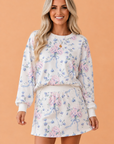 Floral Long Sleeve Top & Elastic Waist Skort Set