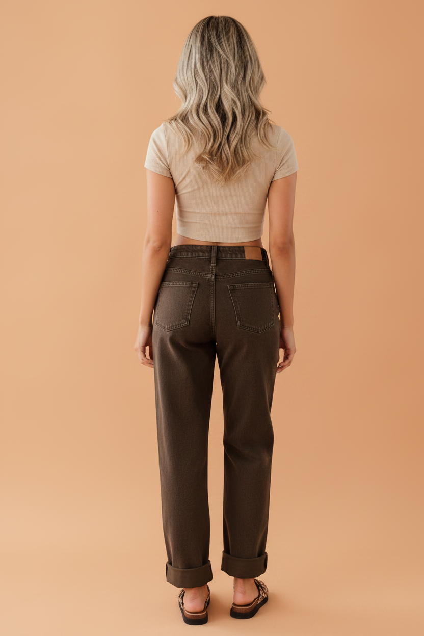 Studded Side Seam Straight Leg Jeans