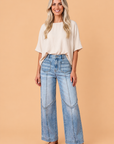 Beau Blue Studded Pocket Wide Leg Jeans