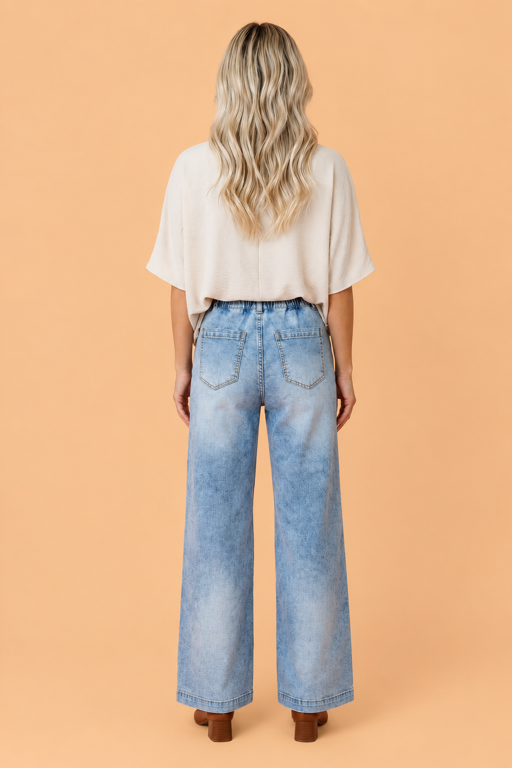 Beau Blue Studded Pocket Wide Leg Jeans