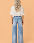 Beau Blue Studded Pocket Wide Leg Jeans