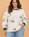 Plus Size Mallard Duck Print Ribbed Top