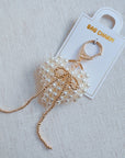 Pearl Knit Heart Beaded Bow Bag Charm