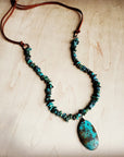 Natural Turquoise Chunky Necklace with Large Natural Pendant