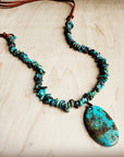 Natural Turquoise Chunky Necklace with Large Natural Pendant