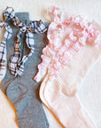 Plaid Ruffle Bow Socks Set Of 2