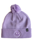 Purple Smiley Pom Pom Hat