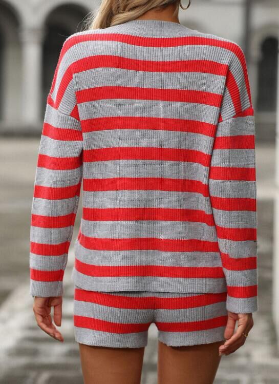 Miss Sparkling | Striped Long Sleeve Two Piece Set