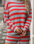 Miss Sparkling | Striped Long Sleeve Two Piece Set