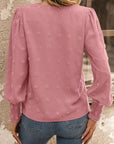 Swiss Dot Lace Lantern Sleeve Blouse