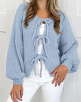 Bow Tie Front Cottagecore Cardigan — Lantern Sleeve