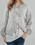 Bow Tie Front Cottagecore Cardigan — Lantern Sleeve