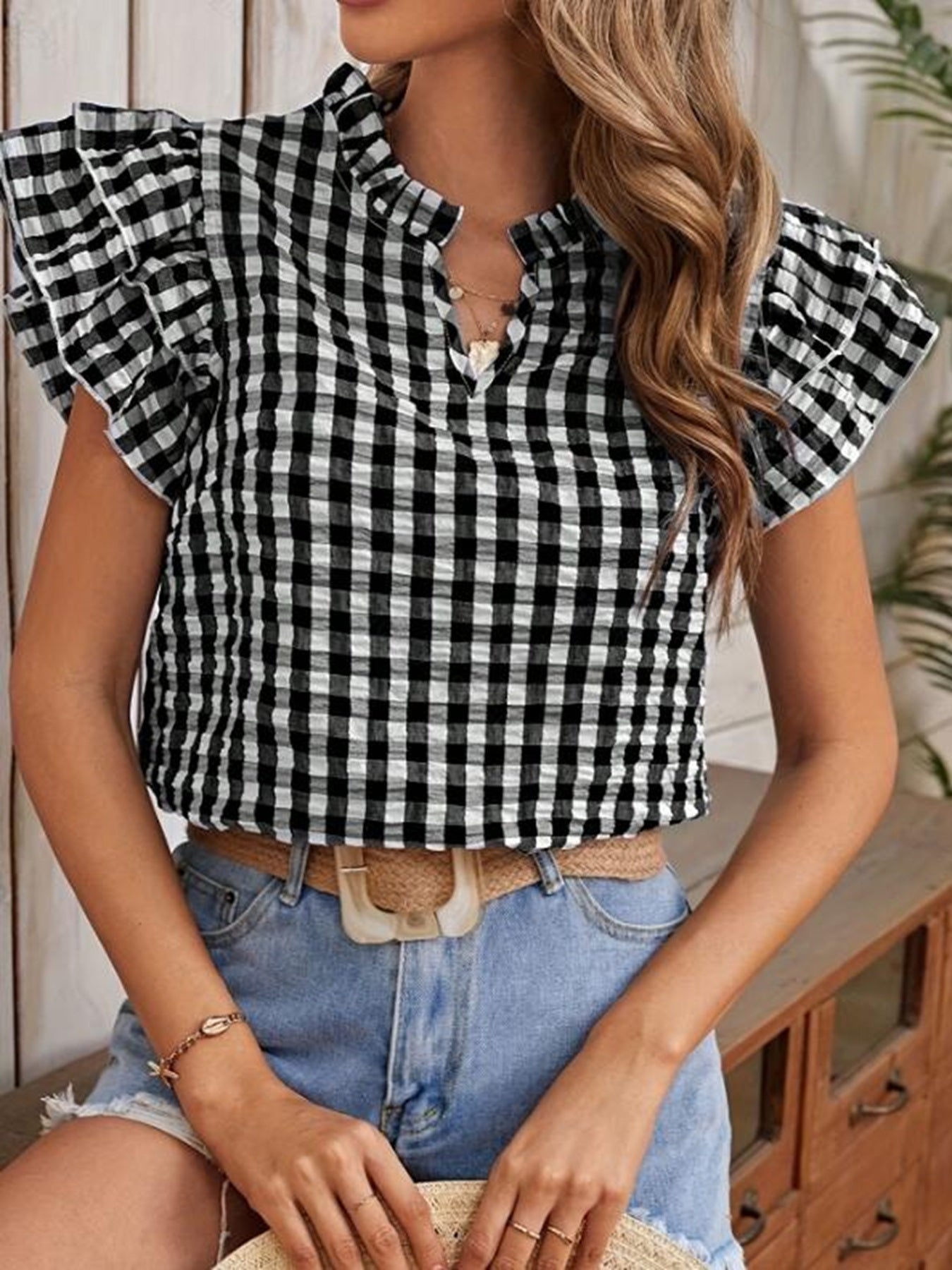 Miss Sparkling | Gingham Blouse