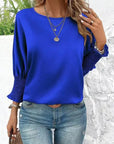 Miss Sparkling |Smocked Cuffs  Long Sleeve Blouse