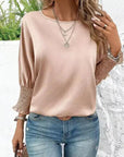 Miss Sparkling |Smocked Cuffs  Long Sleeve Blouse