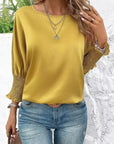 Miss Sparkling |Smocked Cuffs  Long Sleeve Blouse