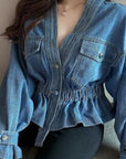 Miss Sparkling |V-neck Denim Jacket