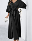 Miss Sparkling Satin Kimono Sleeve Maxi Dress