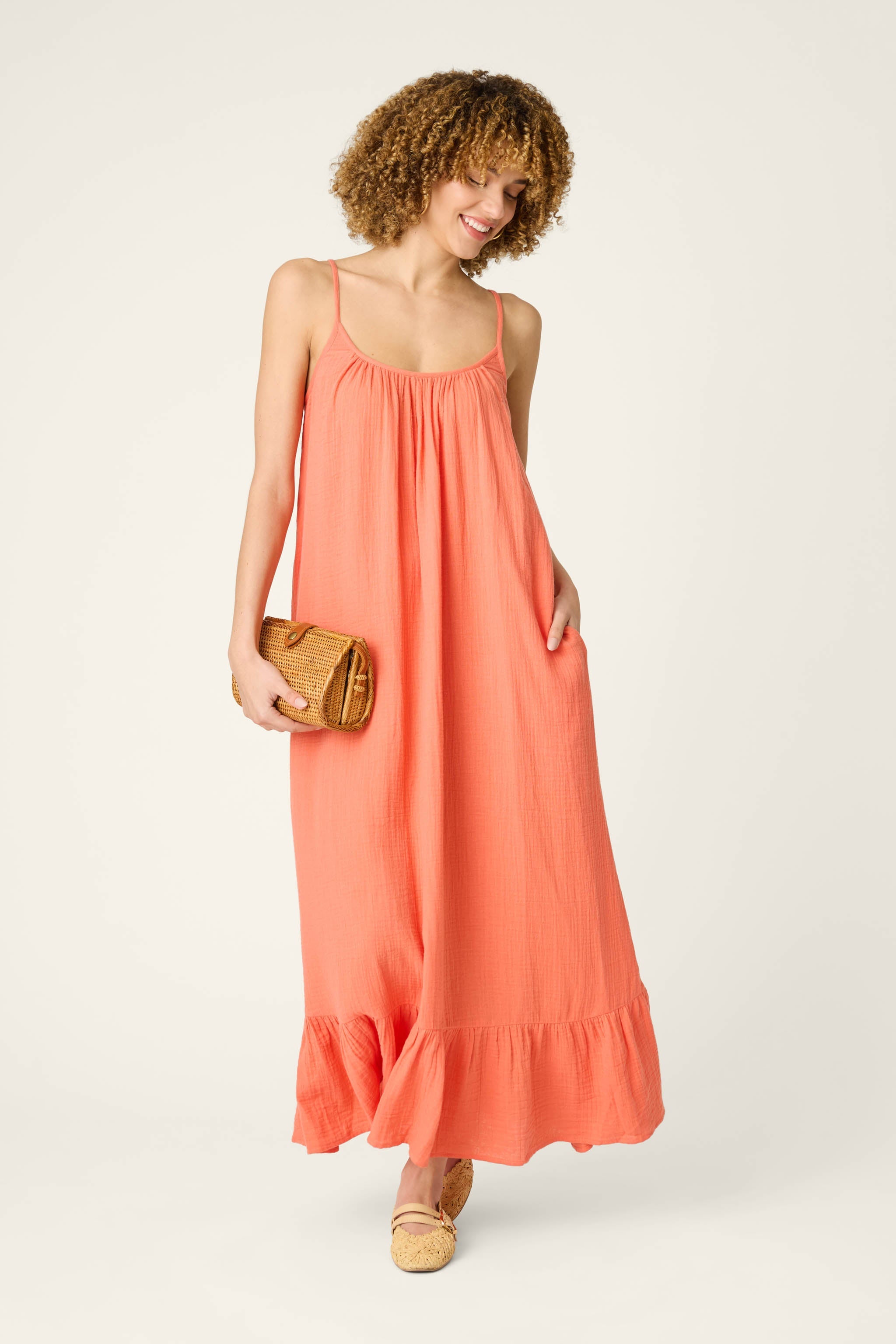 P.J. Salvage Sea You in Capri Hot Coral Dress