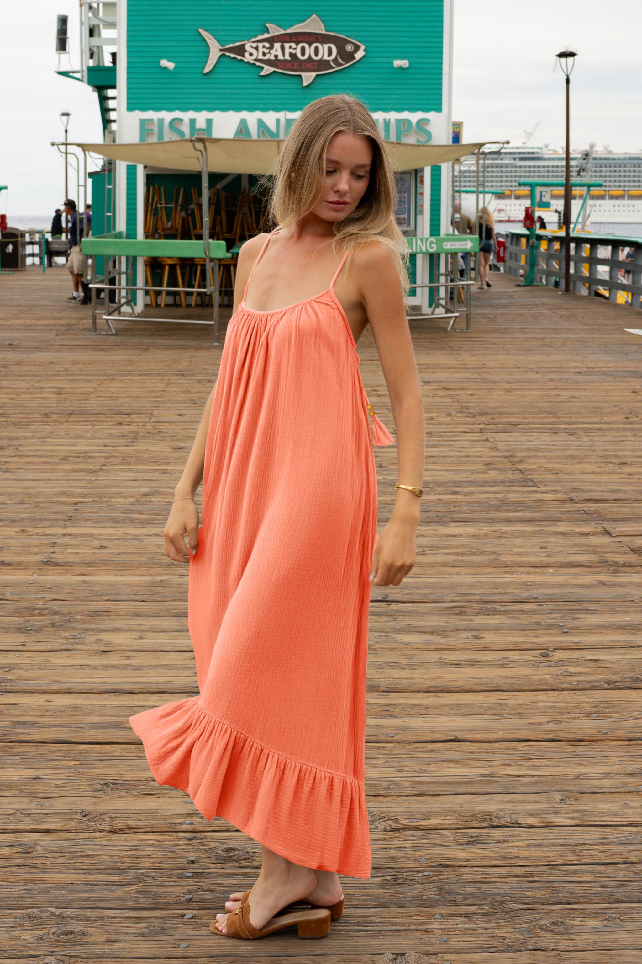 P.J. Salvage Sea You in Capri Hot Coral Dress