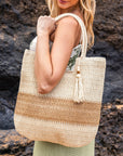 Valeria Two-Tone Straw Tote