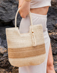 Valeria Two-Tone Straw Tote