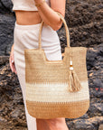 Valeria Two-Tone Straw Tote