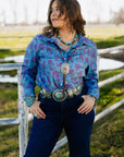 Denim Rose Button Up