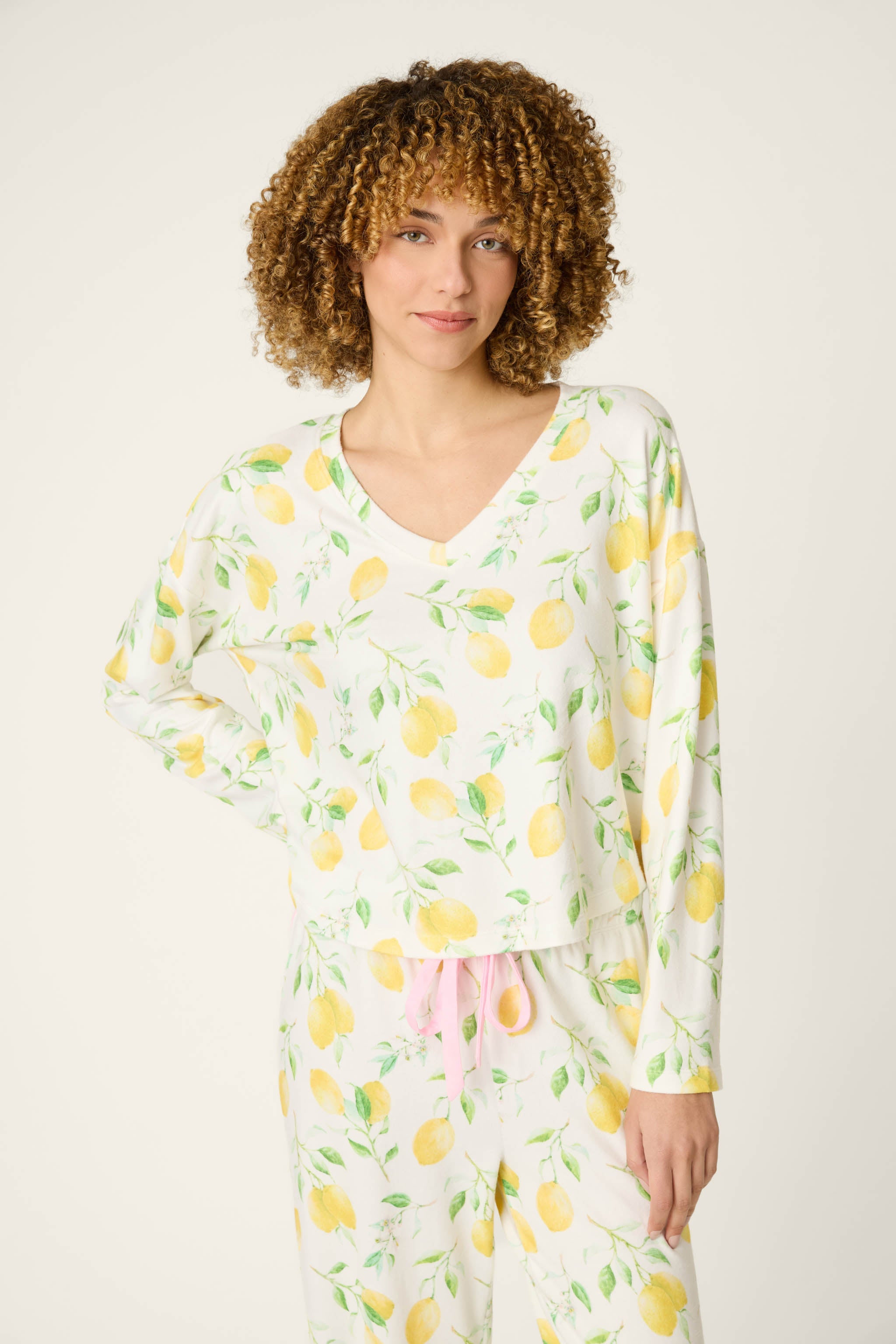 P.J. Salvage La Dolce Spritz Lemon Zest Long Sleeve Top