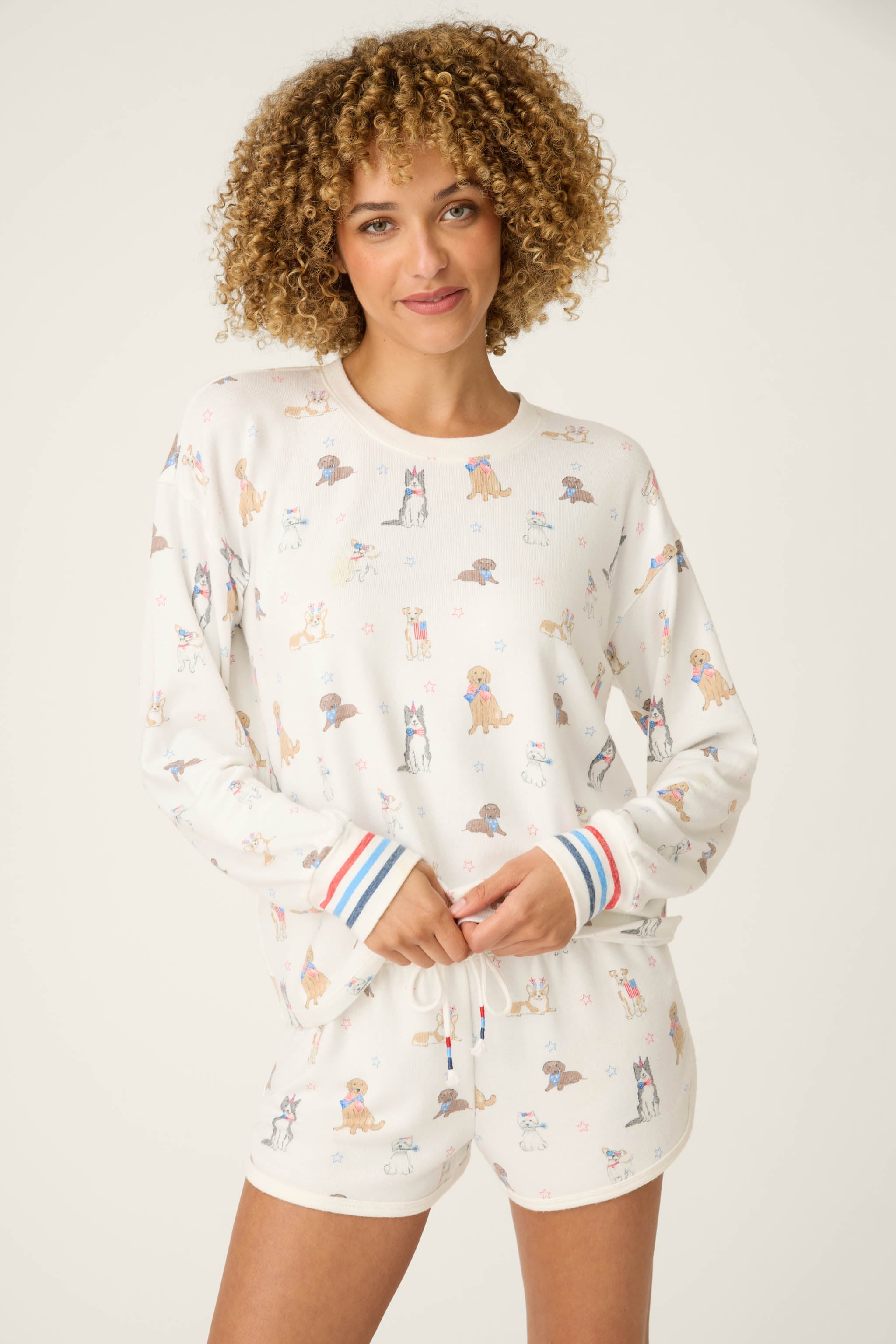 P.J. Salvage Red, White, & Woof Patriotic Pups Long Sleeve Top