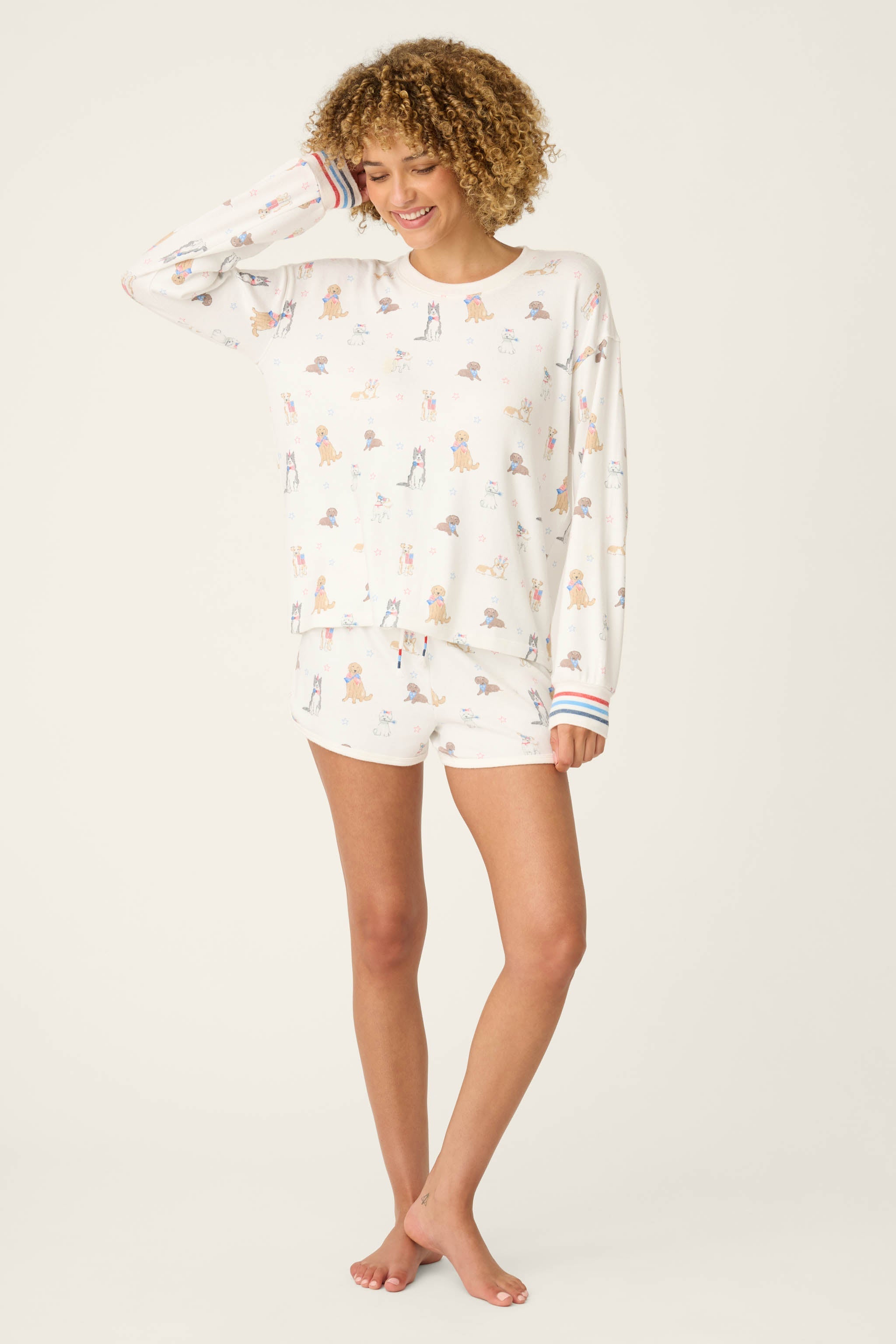 P.J. Salvage Red, White, & Woof Patriotic Pups Long Sleeve Top