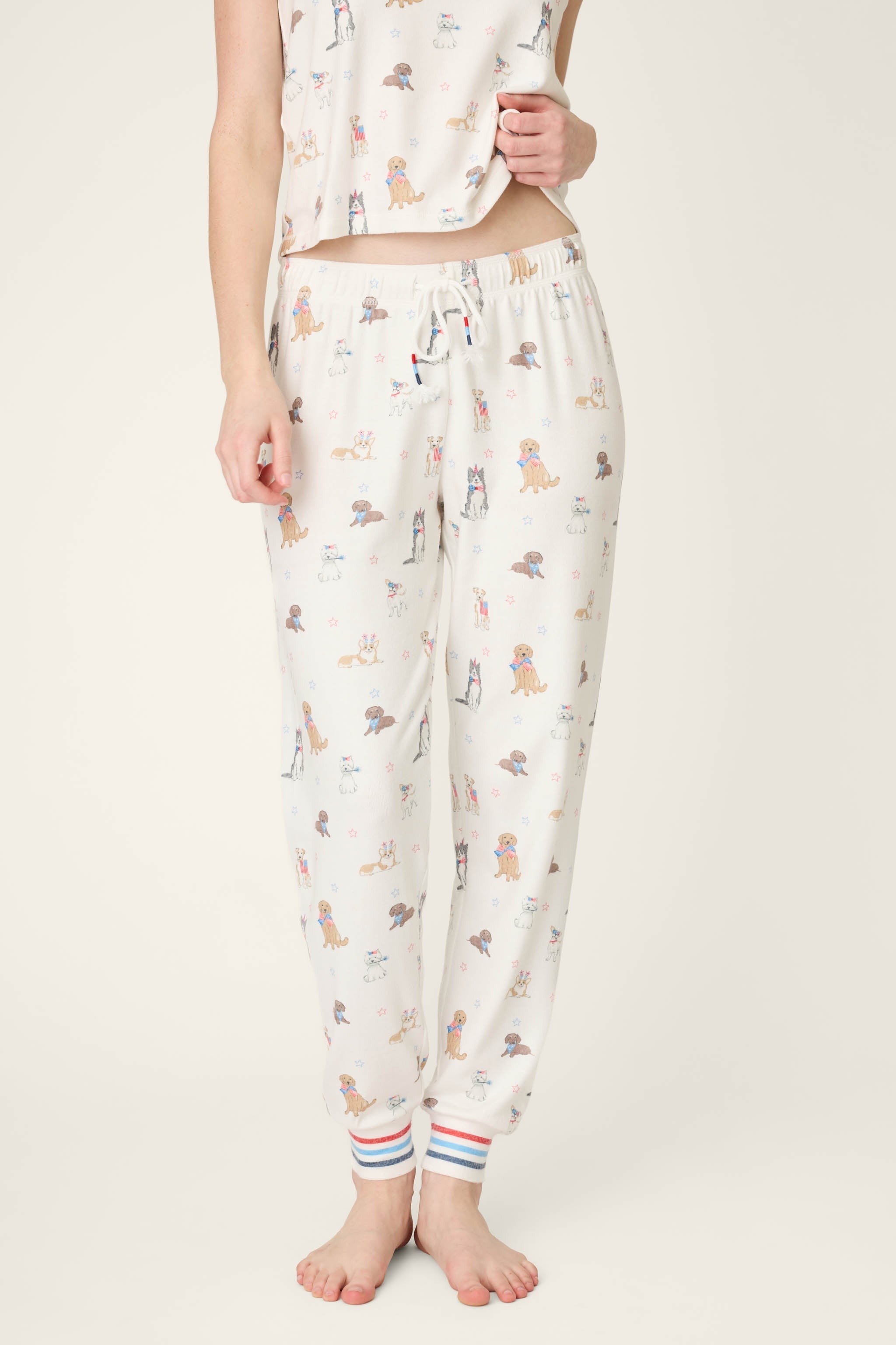 P.J. Salvage Red, White, & Woof Patriotic Pups Banded Pants
