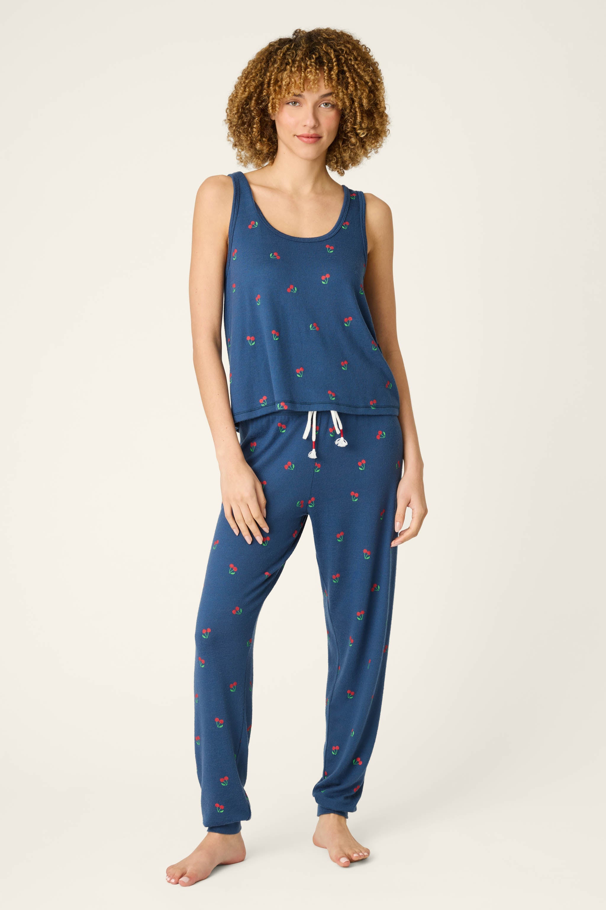 P.J. Salvage Star Spangled Summer True Navy Cherry Print PJ Set
