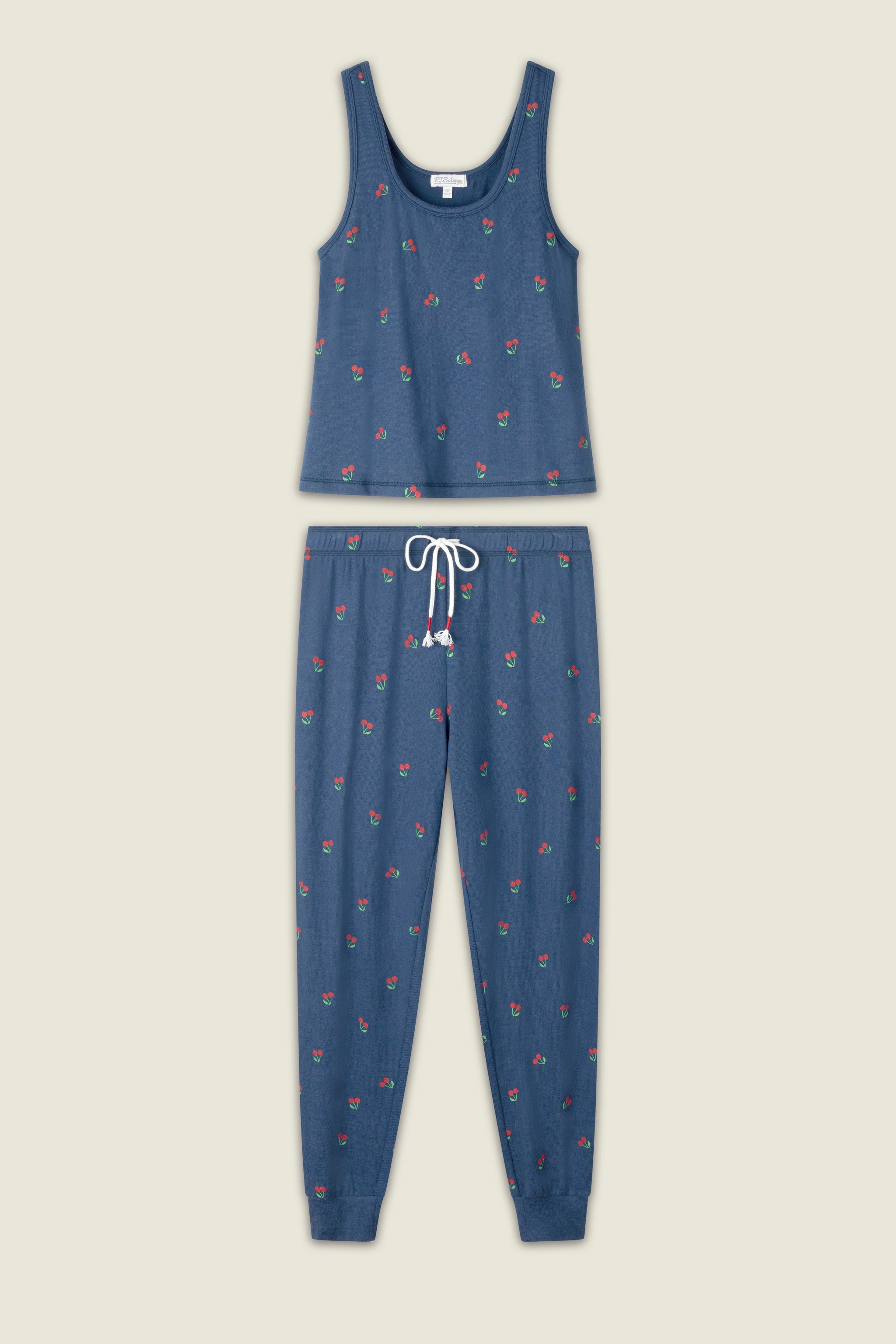 P.J. Salvage Star Spangled Summer True Navy Cherry Print PJ Set