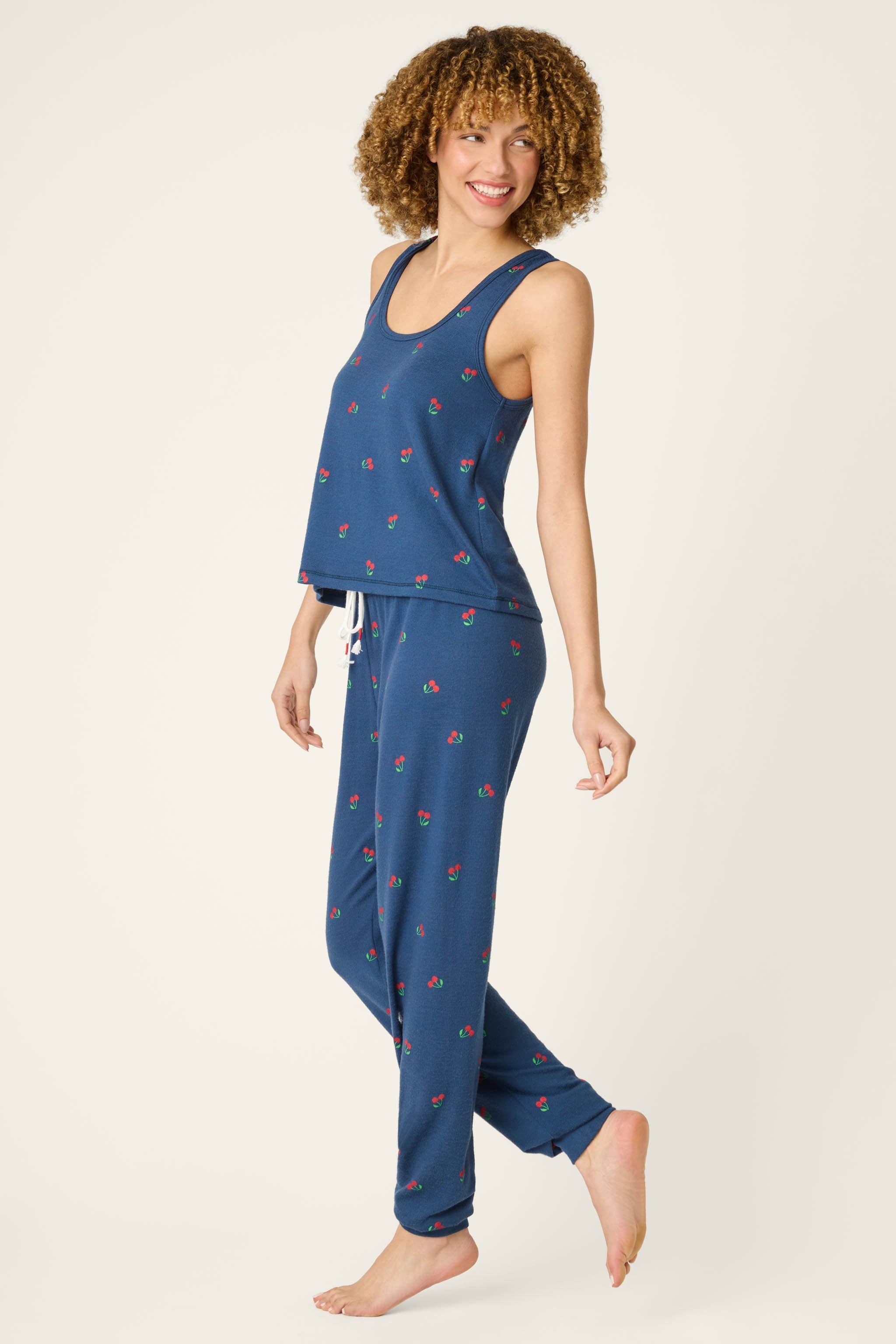 P.J. Salvage Star Spangled Summer True Navy Cherry Print PJ Set