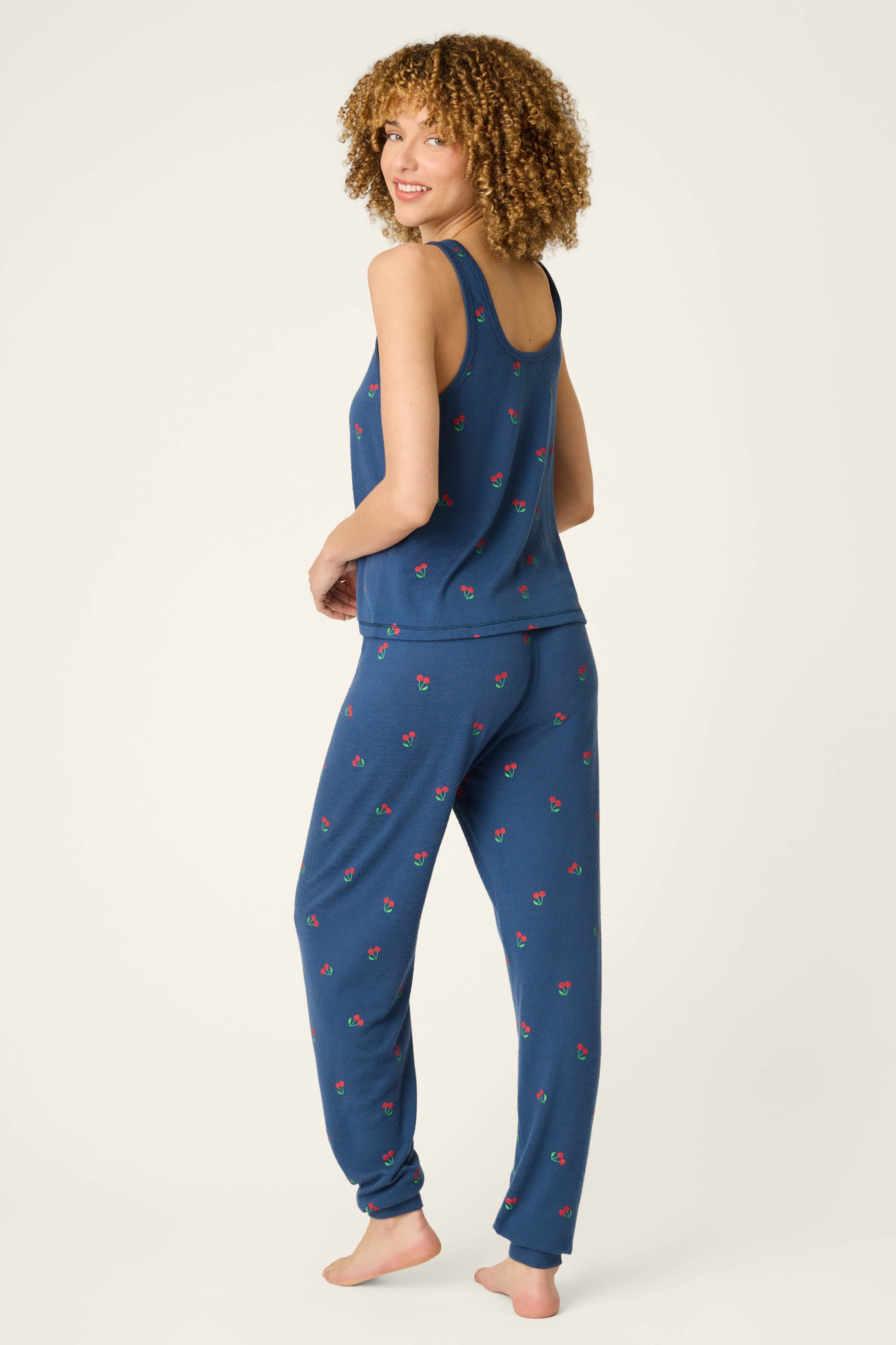 P.J. Salvage Star Spangled Summer True Navy Cherry Print PJ Set