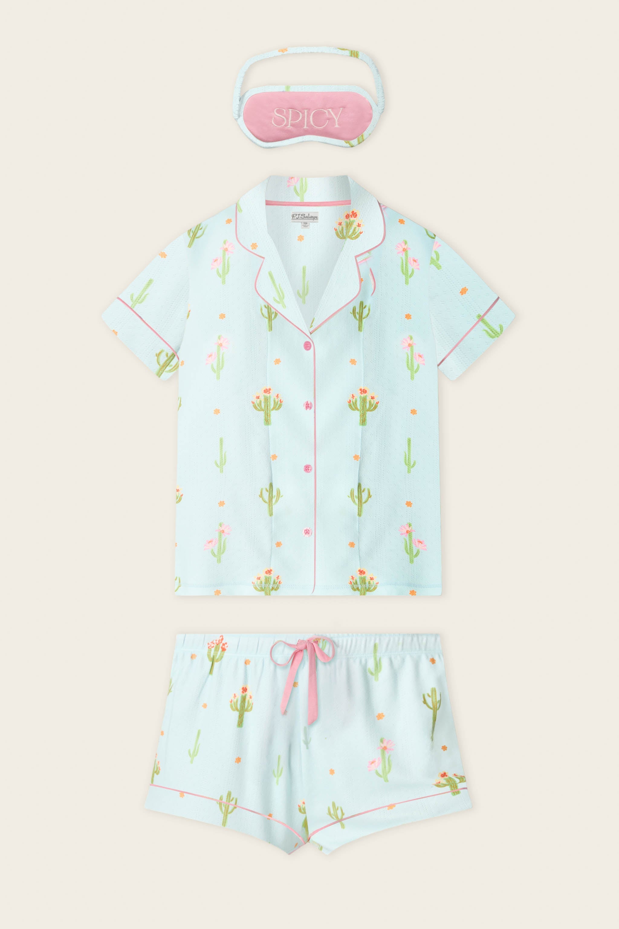 P.J. Salvage Feelin' Prickly Cactus Blooms 3-Piece Short PJ Set