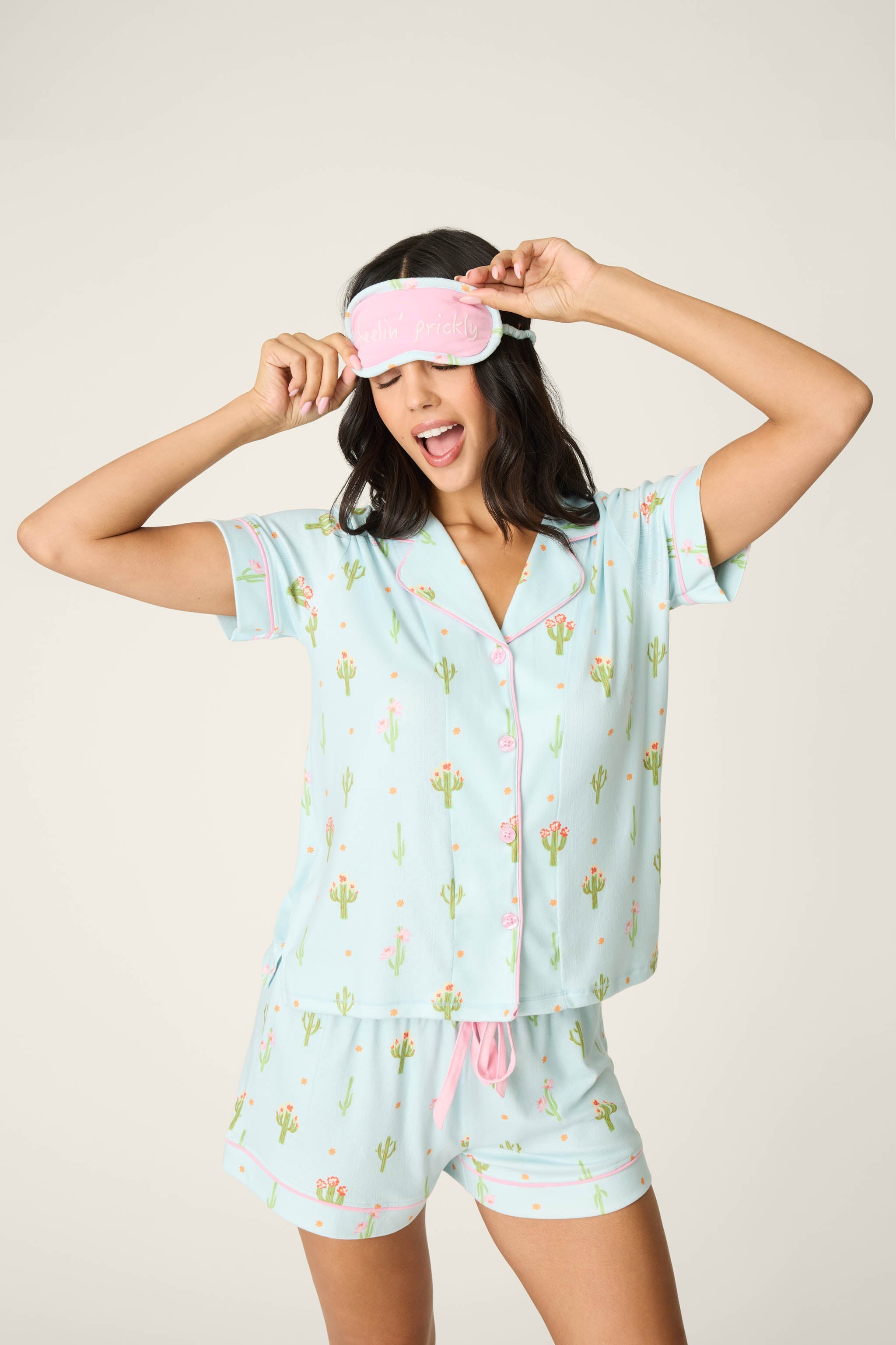 P.J. Salvage Feelin' Prickly Cactus Blooms 3-Piece Short PJ Set