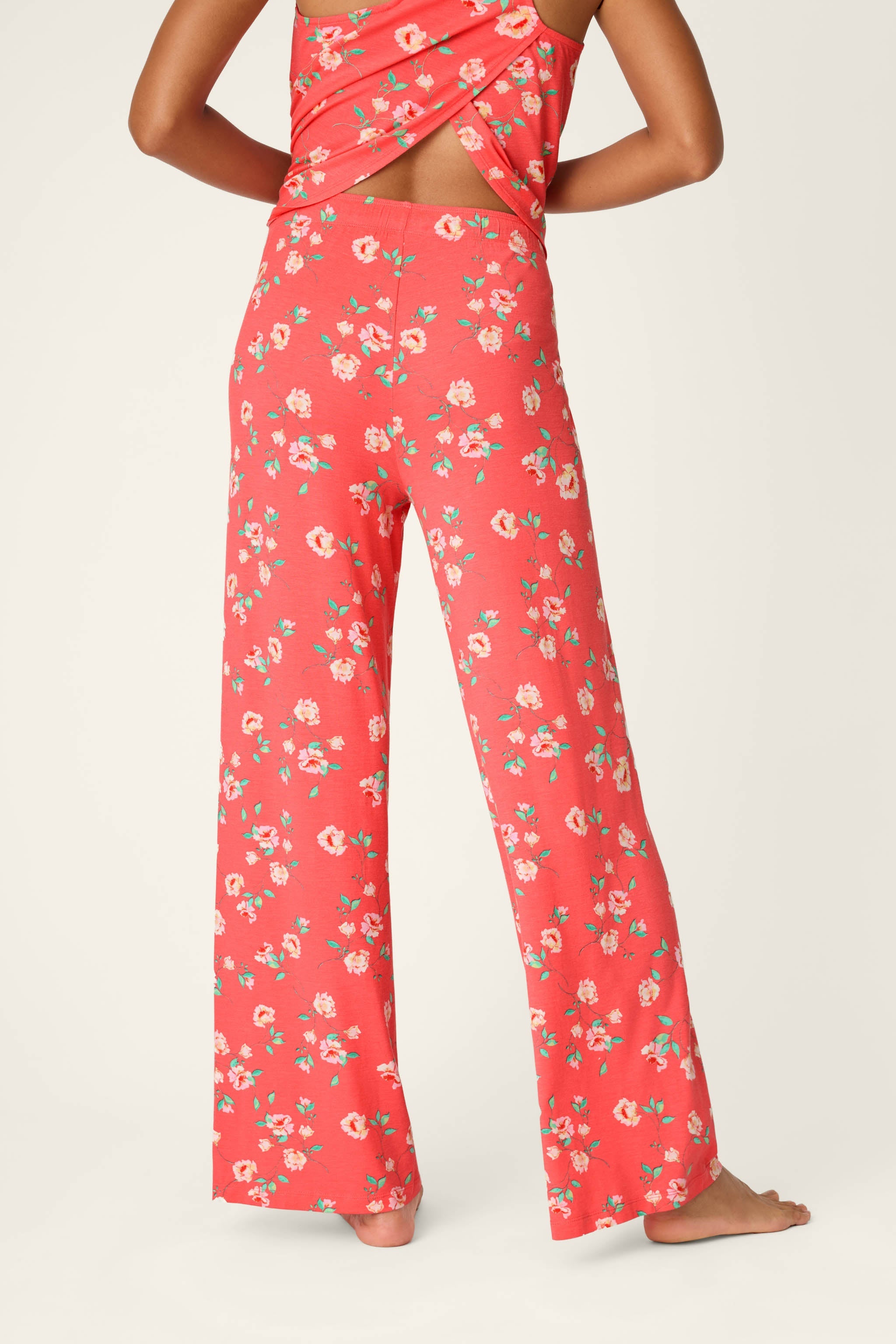 P.J. Salvage Siesta Dreams Dark Coral Floral Print Pajama Pants