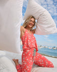 P.J. Salvage Siesta Dreams Dark Coral Floral Print Long PJ Set