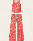 P.J. Salvage Siesta Dreams Dark Coral Floral Print Long PJ Set