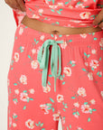 P.J. Salvage Siesta Dreams Dark Coral Floral Print Long PJ Set