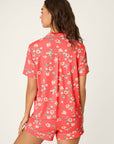P.J. Salvage Siesta Dreams Dark Coral Floral Print Short Sleeve Top