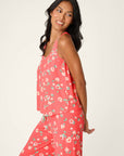 P.J. Salvage Siesta Dreams Dark Coral Floral Print Tank Top
