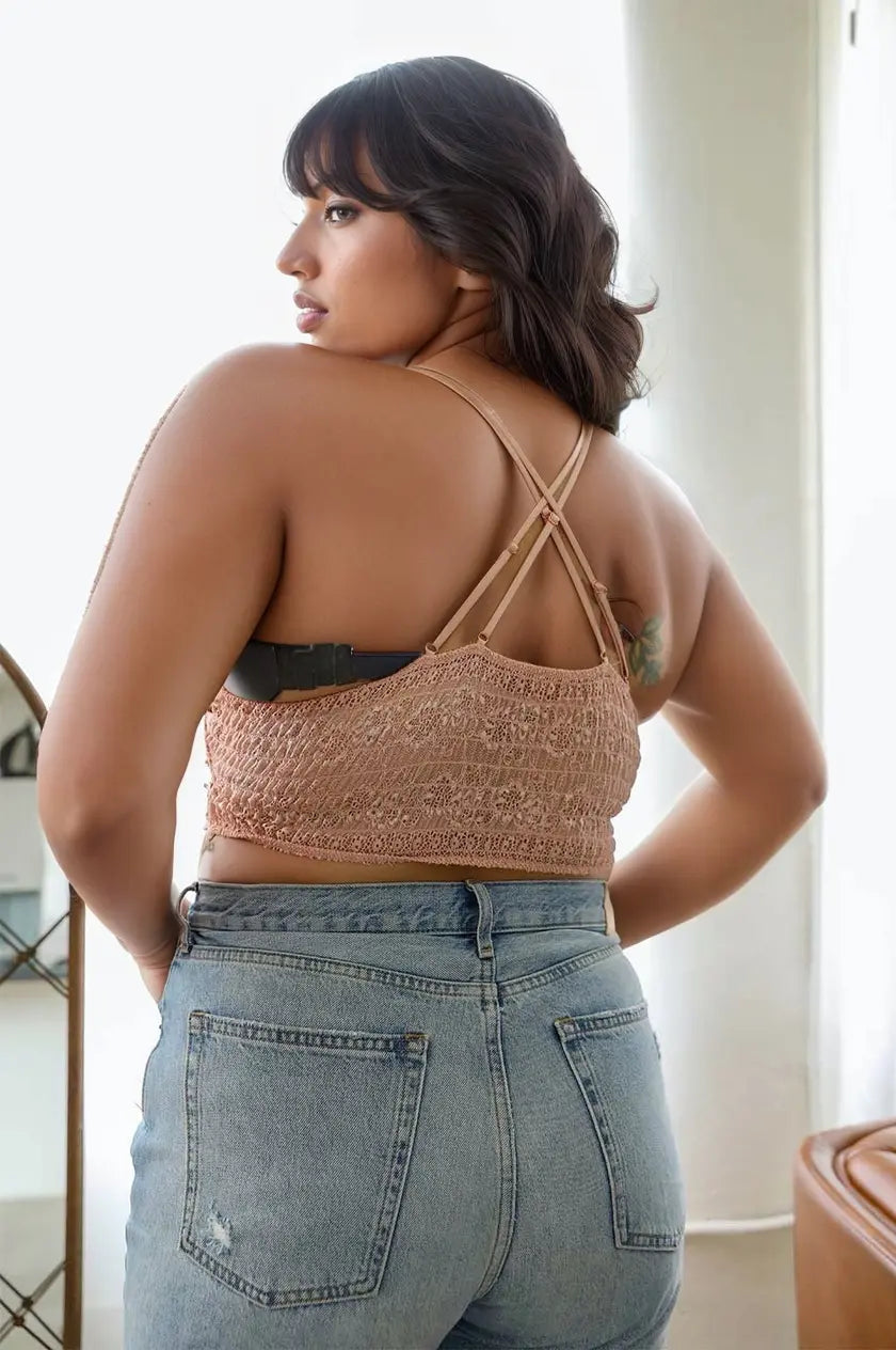 Plus Size Daisy Crochet Longline Bralette