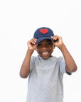 Navy Blue Terry Heart Hat