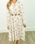 Western Horse Print Midi Shirt Dress