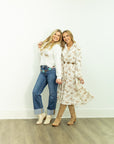 Western Horse Print Midi Shirt Dress