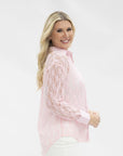 Kathryn Classic Button-Up, Light Pink Lace