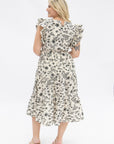 Camille Black & Ivory Floral Tiered Midi Dress